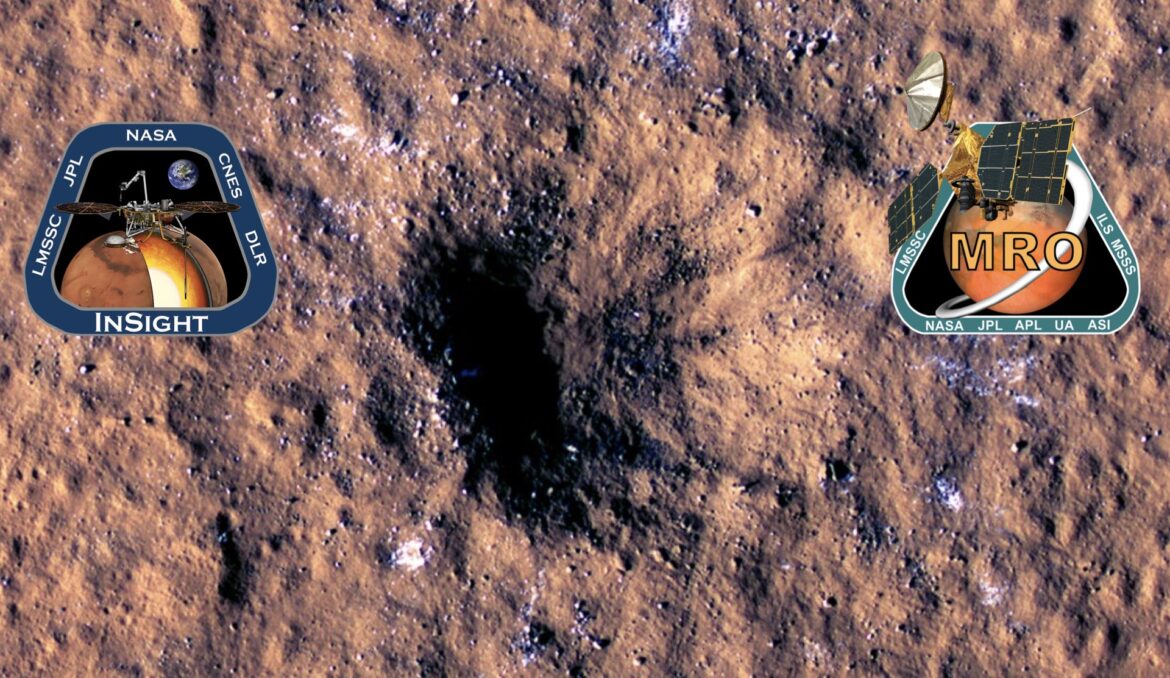 Un cráter marciano y hielo